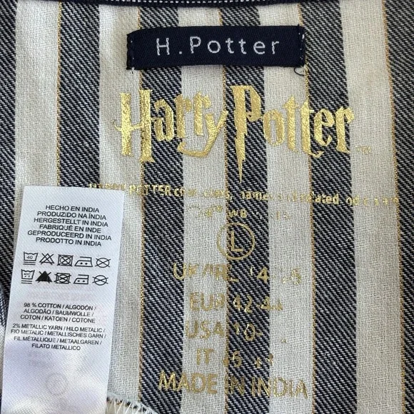 HARRY POTTER Team Hogwarts STRIPED SLEEP SHIRT Dress‎ Pajama L 10-12 Love Lounge - Picture 9 of 13